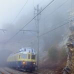 Der BLS Blaue Pfeil auf Fahrt am Lötschberg