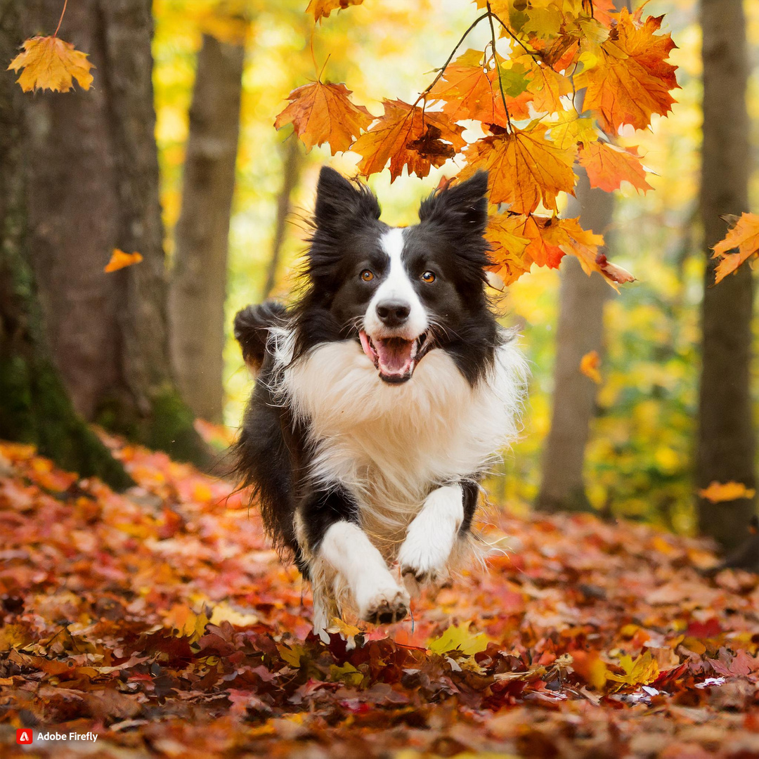 Der Border Collie im Herbstwald