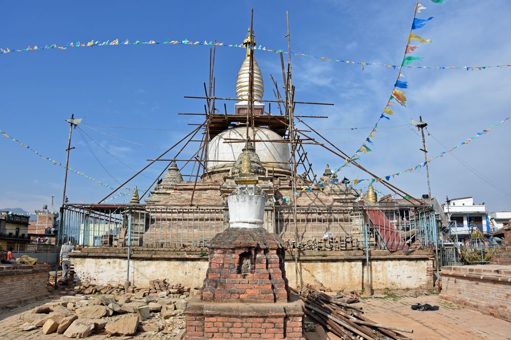 Der Chilanchu-Stupa in Kirtipur im Jahr 2018