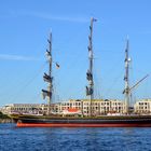 Der Dreimast-Klipper "Amsterdam" zur Hanse Sail beim Auslaufen von Warnemünde