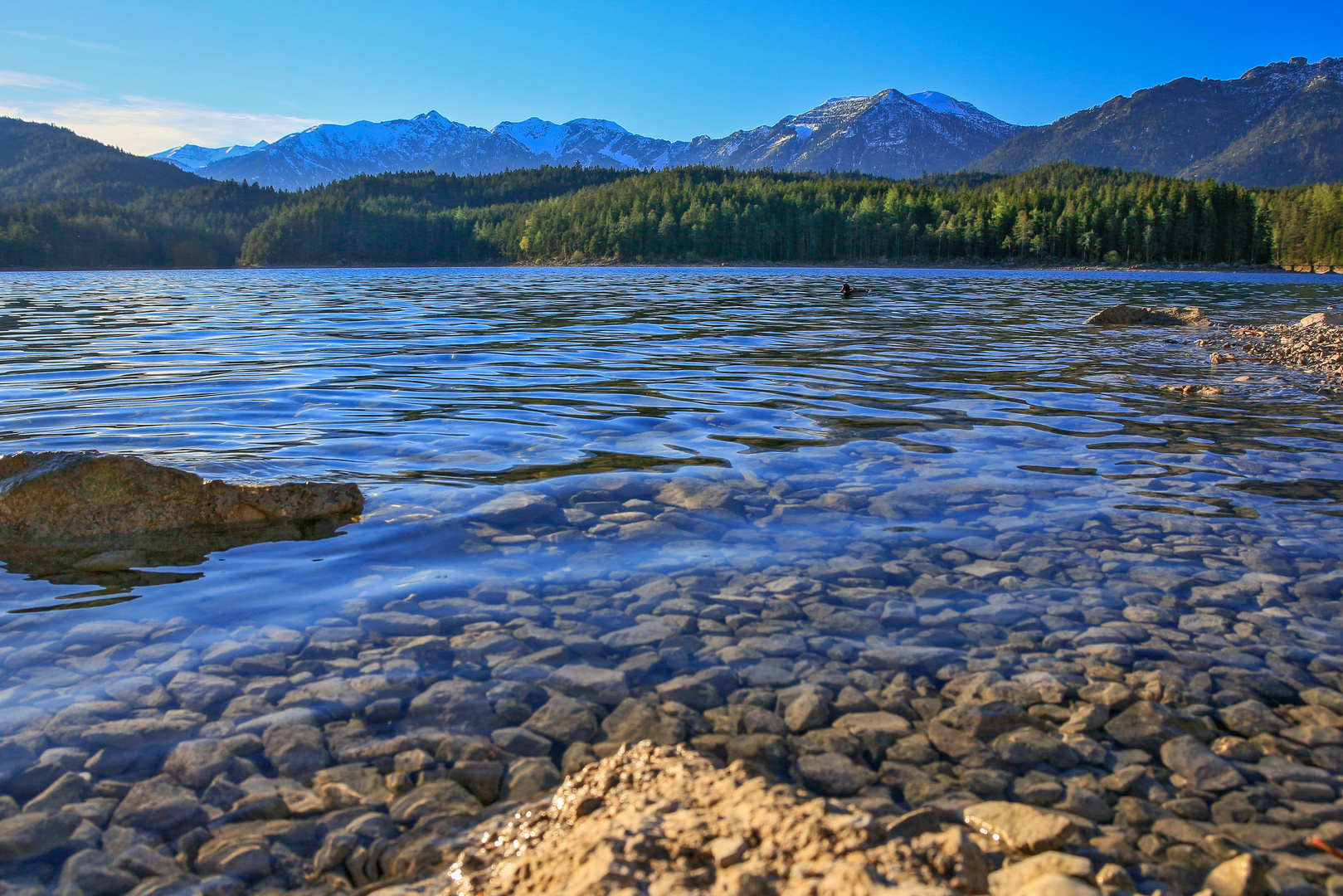 Der Eibsee im Abendlicht