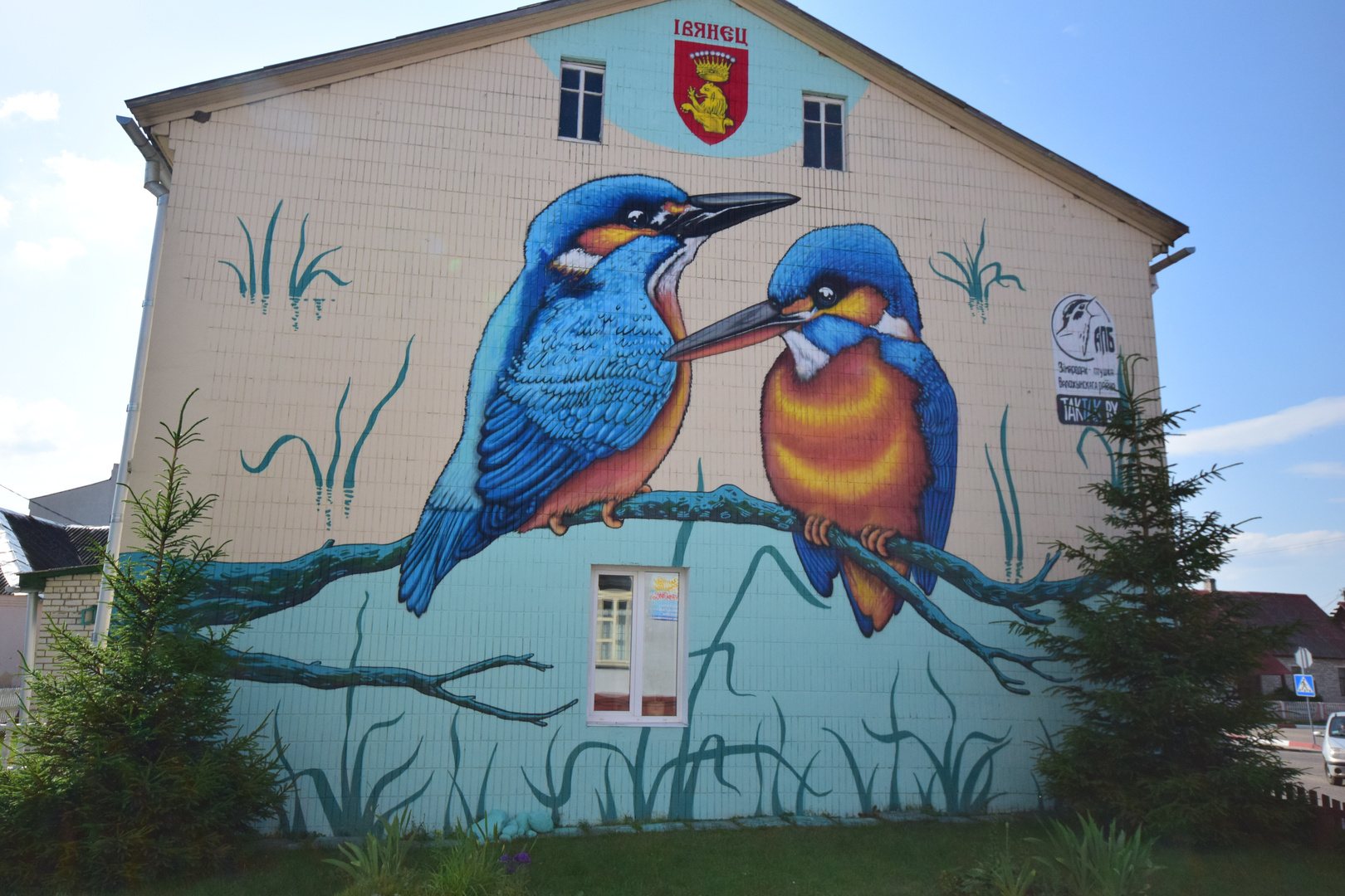 Der Eisvogel, das Symboltier des Rajons Waloschyn in Iwianiec