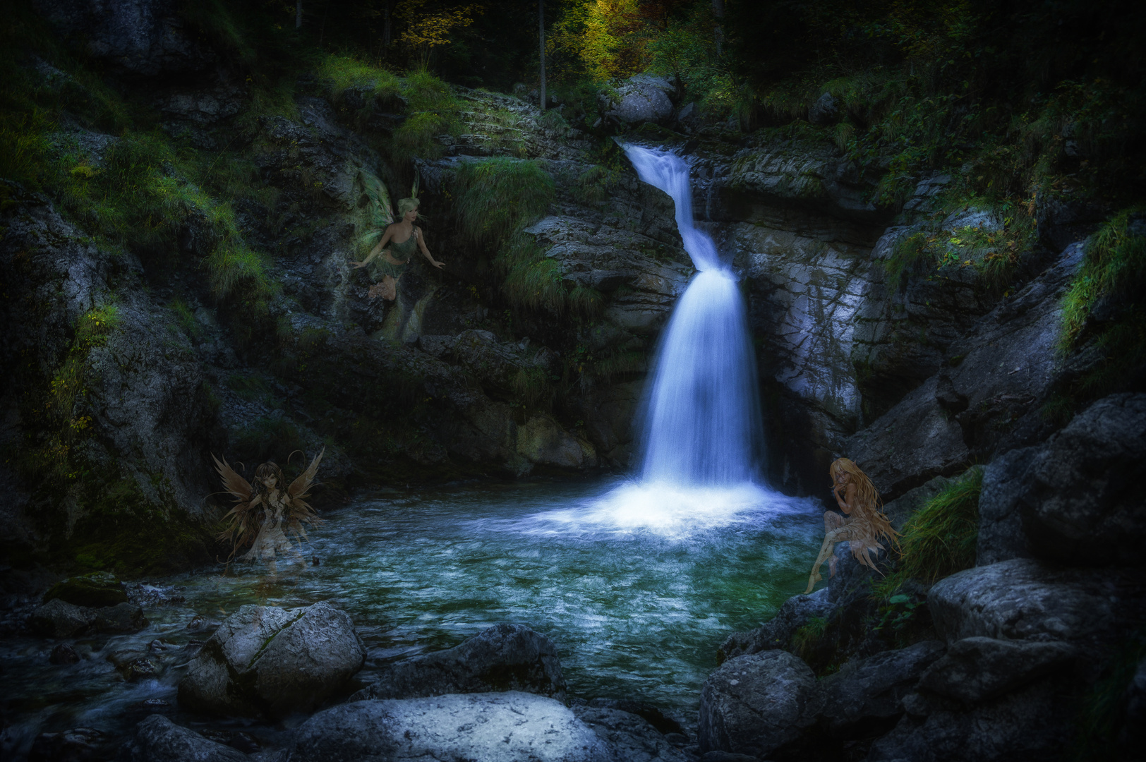 Der Elfen Und Feen Wasserfall Foto Bild Landschaft Wasserfalle Kunstfotografie Kultur Bilder Auf Fotocommunity