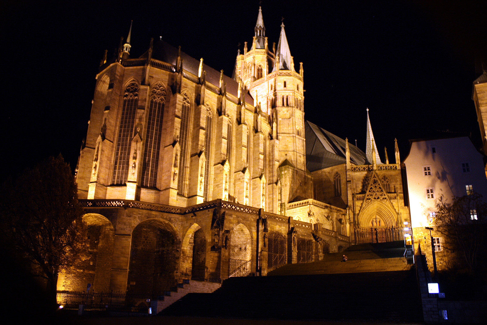 der Erfurter Dom bei Nacht