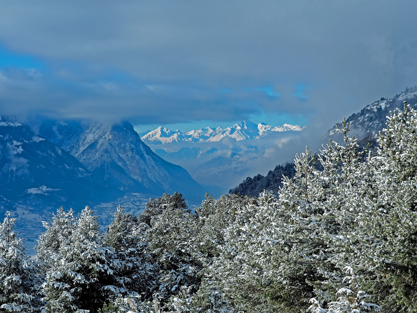 Der erste Schnee im Rhonetal. - La première neige dans la vallée du Rhône...