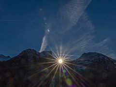 der erste Sonnenstrahl am großen Ahornboden