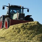 Der Fendt 818 auf dem Maissilo