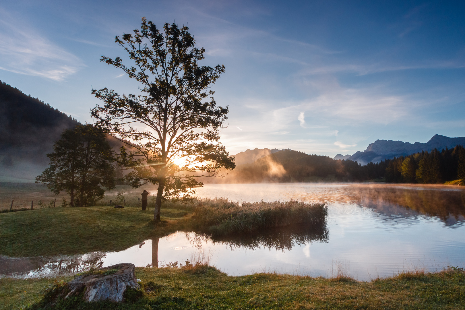 Der frühe Fotograf hat das Licht