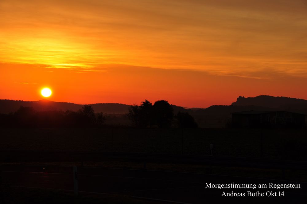 Der frühe Vogel ..... Morgenrot auf der Fahrt zur Teufelsmauer