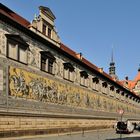 Der Fürstenzug in Dresden, das größte keramischen Wandbild der Welt,...