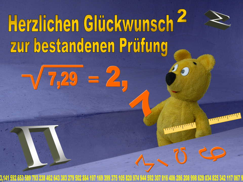 Der gelbe Bär gratuliert zur bestandenen Prüfung