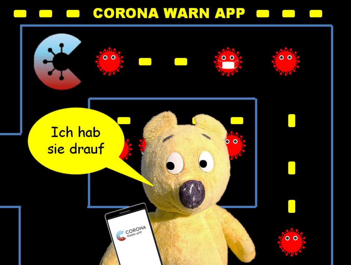 Der gelbe Bär und die Corona Warn App