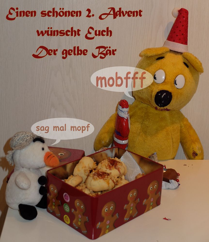 Der gelbe Bär wünscht einen schönen 2.Advent