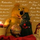 Der gelbe Bär wünscht Frohe Weihnachten