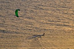 Der goldene Surfer von Tel Aviv in der Abendsonne...