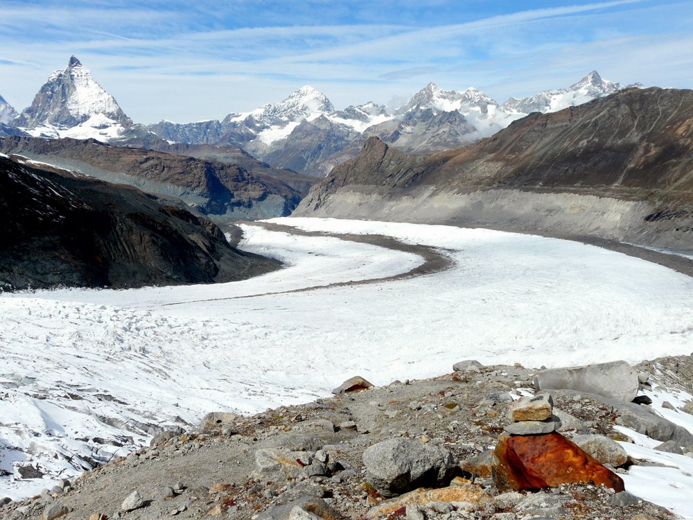 Der Gornergletscher und seine grossen Bewacher.