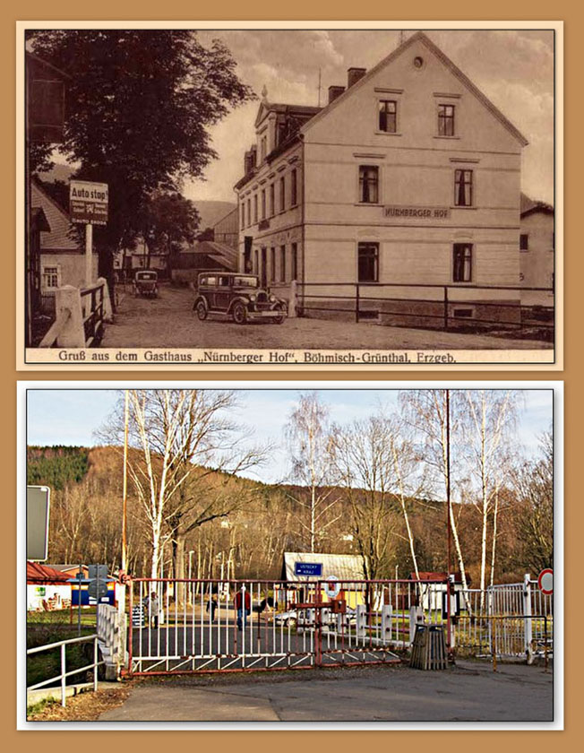 Der Grenzübergang Olbernhau -Böhmisch Grünthal ca.1935 und Heute