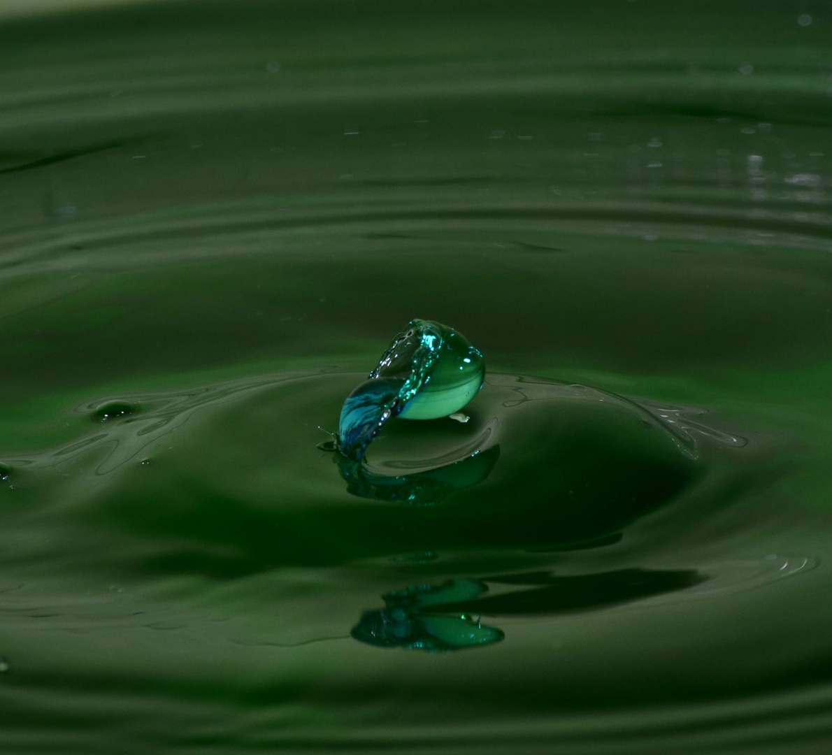 Der grüne Krug mit blauem Wasser