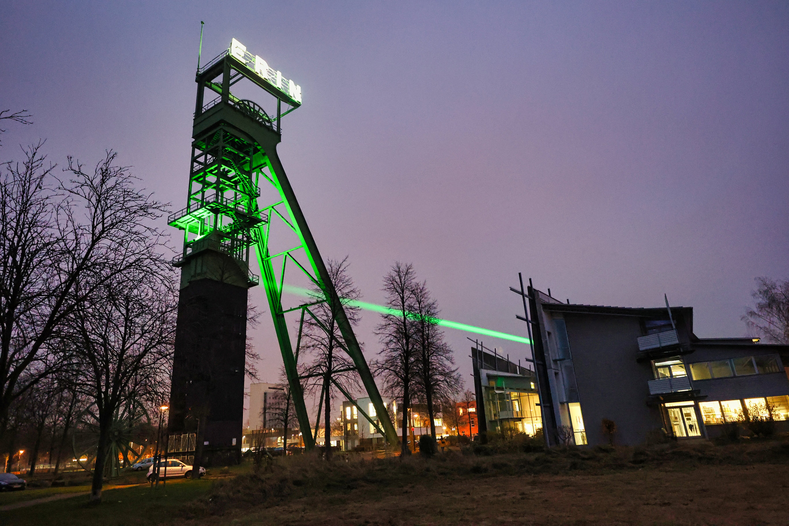 Der Grüne Weihnachts-Laser in Castrop-Rauxel - am Erin-Turm