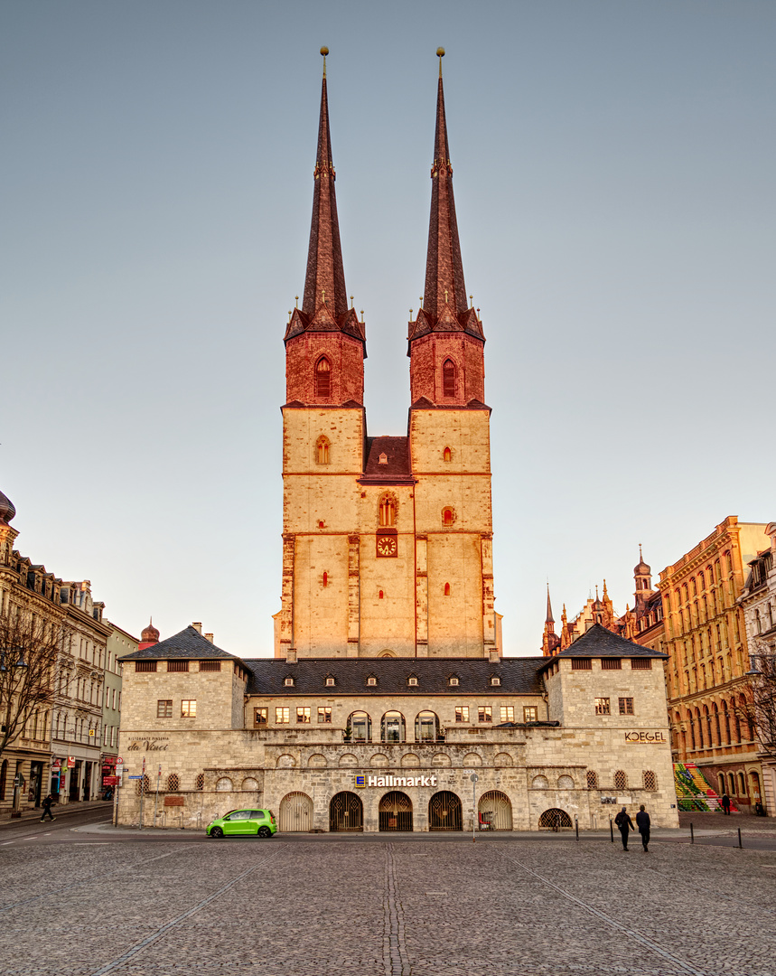 Der Hallmarkt und die Marktkirche in Halle an der Saale, Sachsen-Anhalt, Deutschland