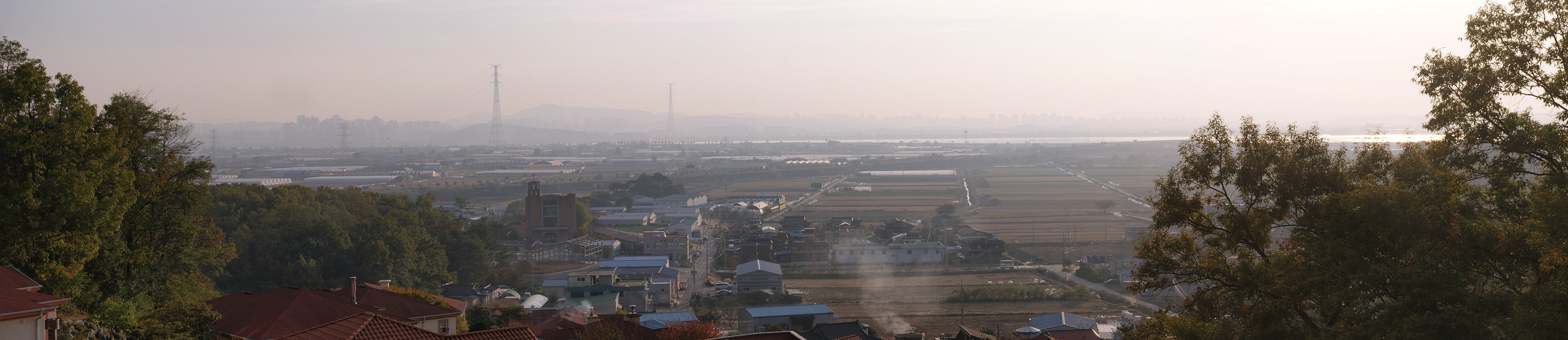 Der Han-Fluss, von der Villensiedlung Sannam-Dong gesehen