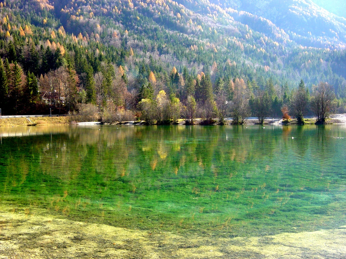 Der Herbst kündigt sich an am Jasna See in Kranjska Gora, Slowenien