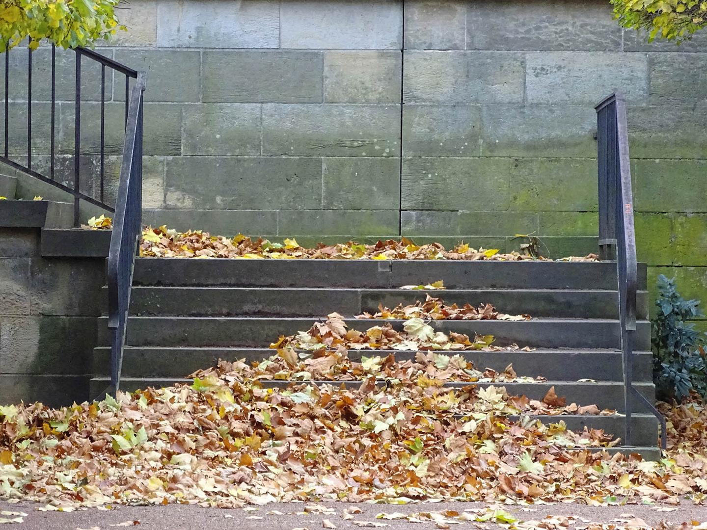 Der Herbst liegt auf den Stufen