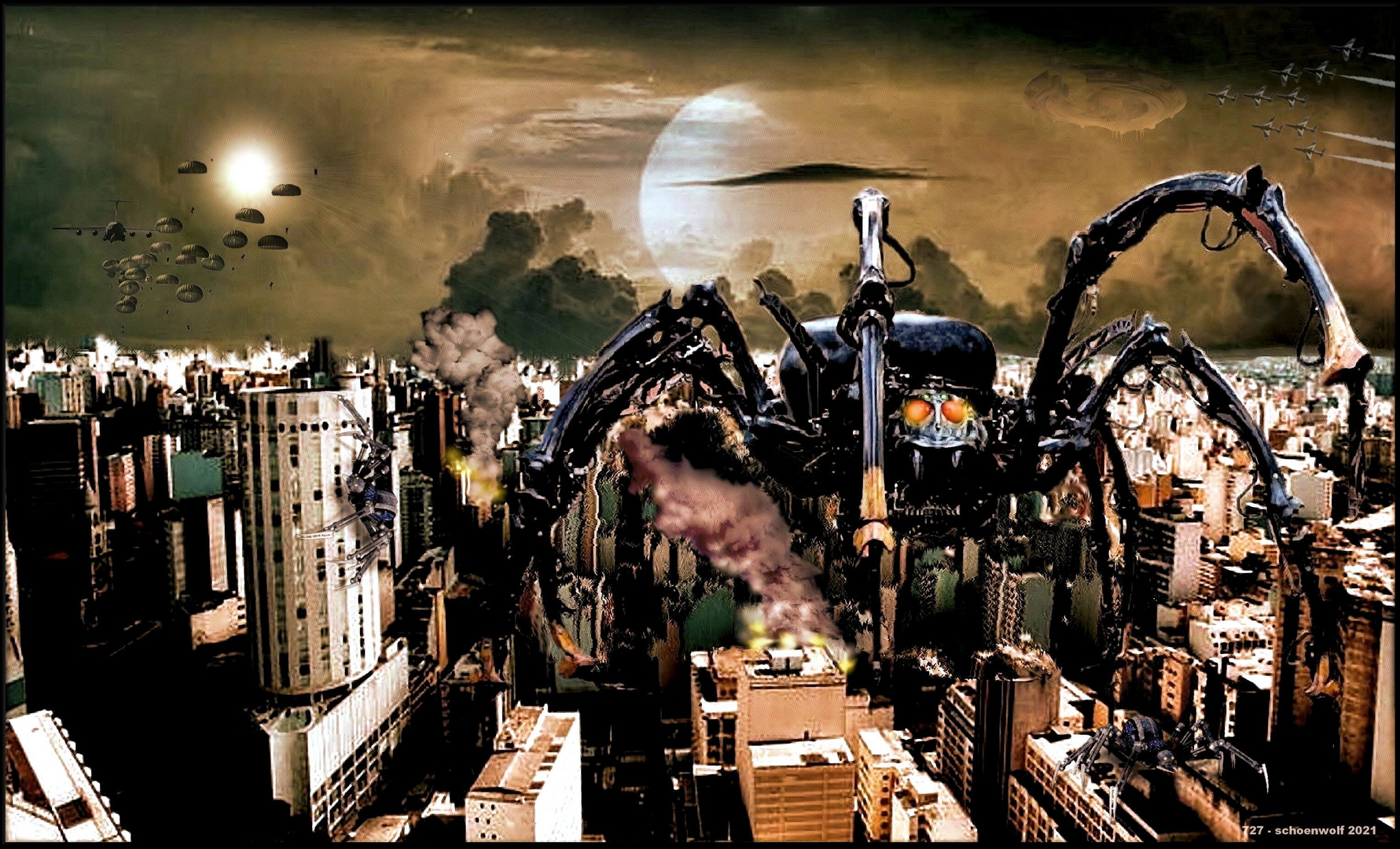 Der Horror - Monstermaschinen zerstören eine Stadt..