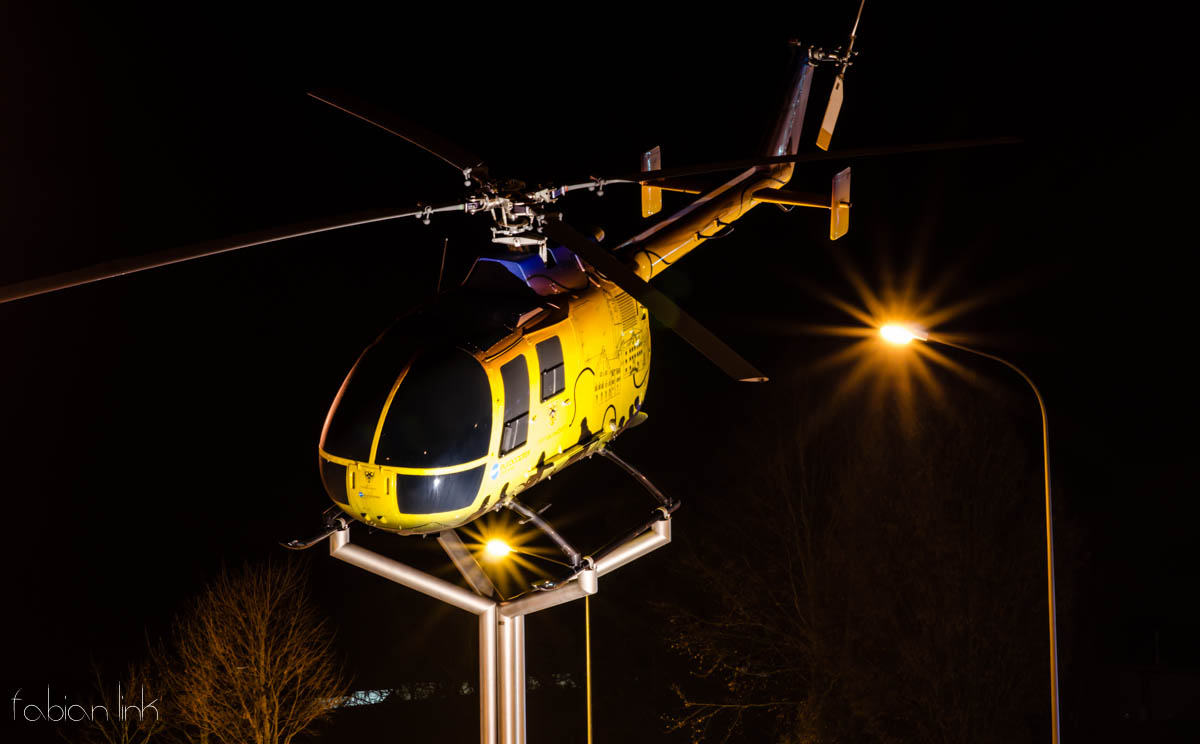 Der Hubschrauber in Donauwörth auf dem Kreisverkehr!