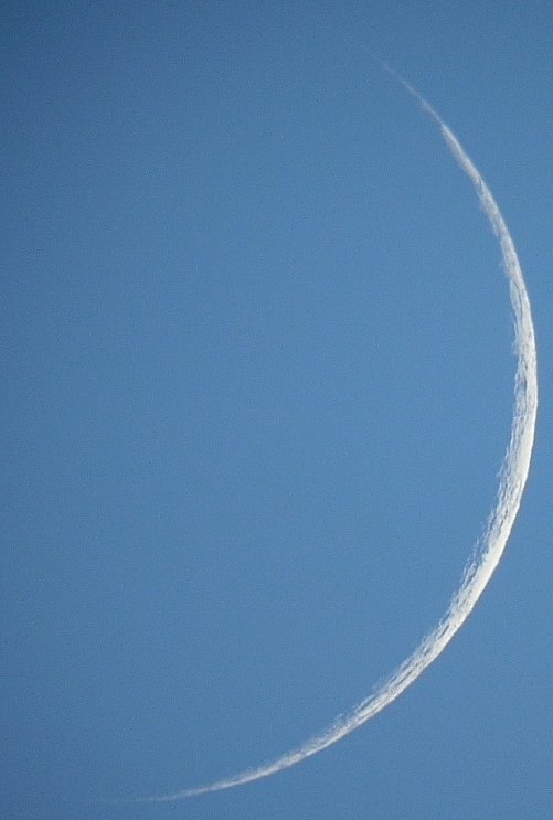 Der junge Mond tief im Westen