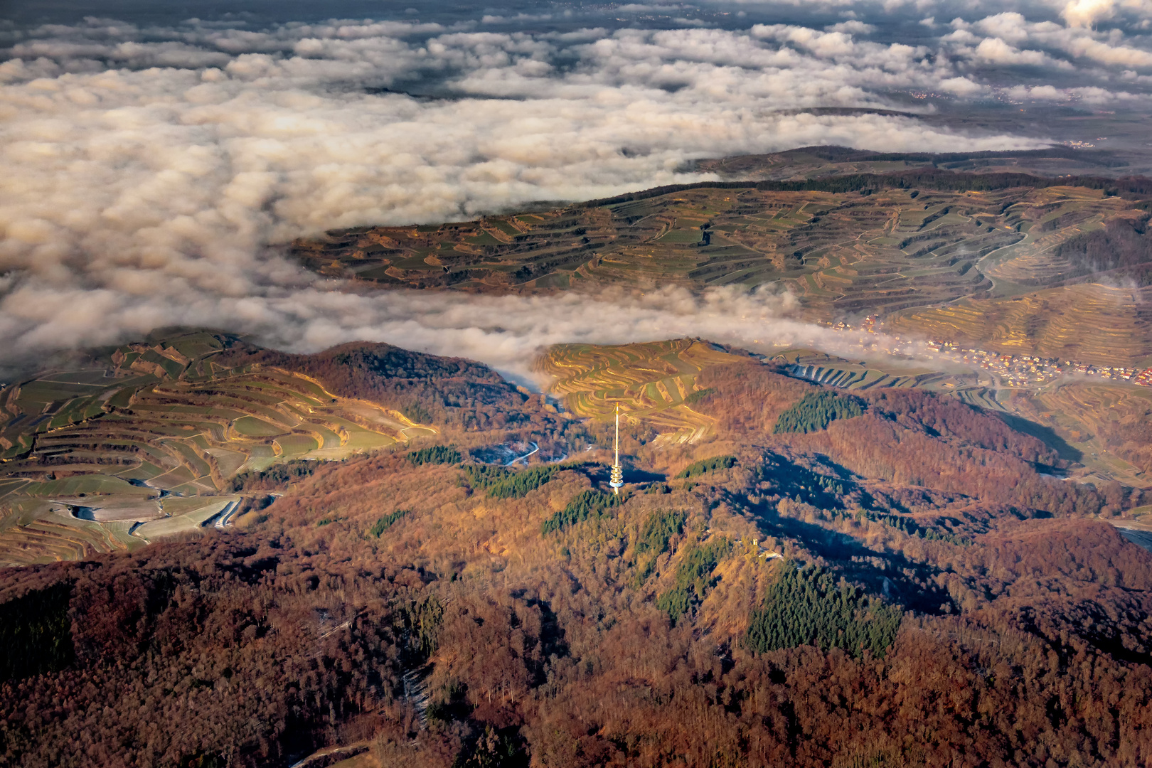 Der Kaiserstuhl im Nebel 