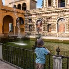 der kleine Fotograf in den Gärten des Real Alcázar