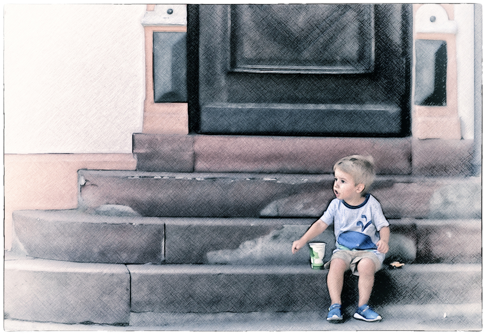 Der kleine Junge auf der Treppenstufe - Le p'tit garçon sur la marche d'escalier
