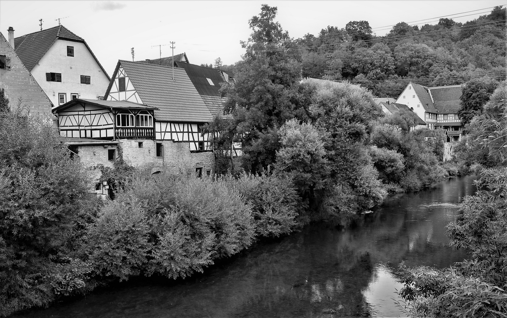 Der Kocher bei Widdern von der Brücke aus gesehen