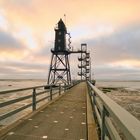 der Leuchtturm Obereversand im Hafen von Dorum