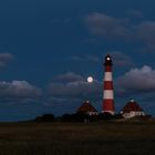 Der Leuchtturm Westerhever Sand und der Vollmond