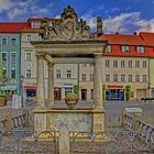Der Marktbrunnen in der historischen Altstadt von Wittenberg