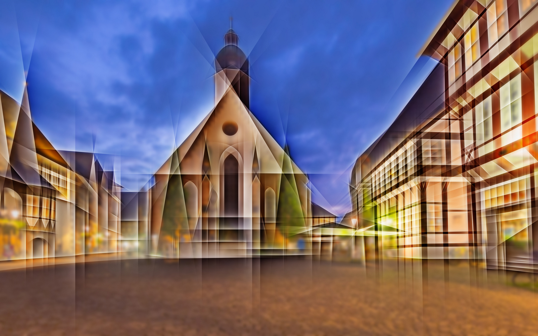 Der Marktplatz der Bierstadt Einbeck (Niedersachsen) zur Blauen Stunde