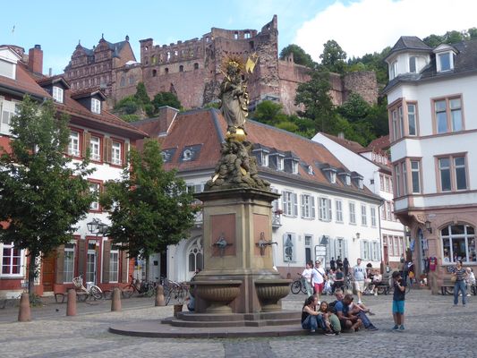 Der Marktplatz und das Schloss....