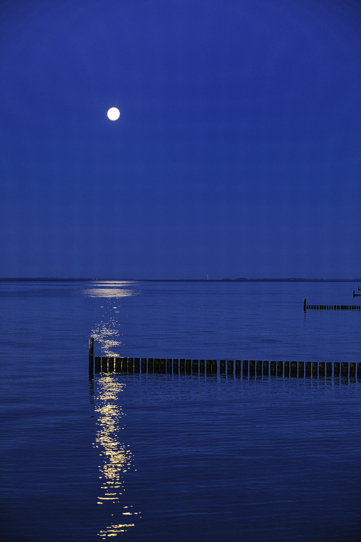 Der Mond am Morgen am Meer