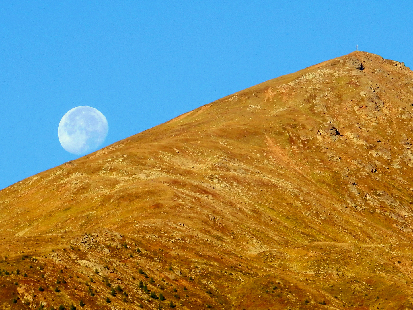 der Mond auf dem Rückweg vom Gipfelkreuz 