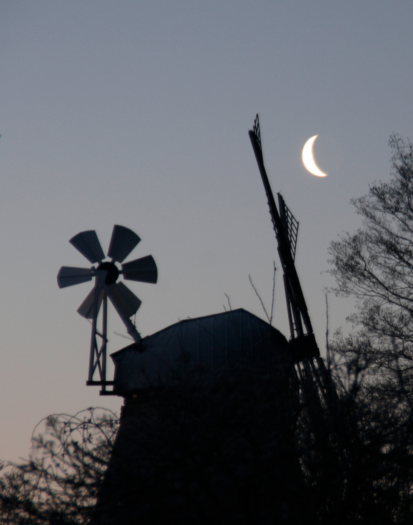 Der Mond über der Grebiner Mühle