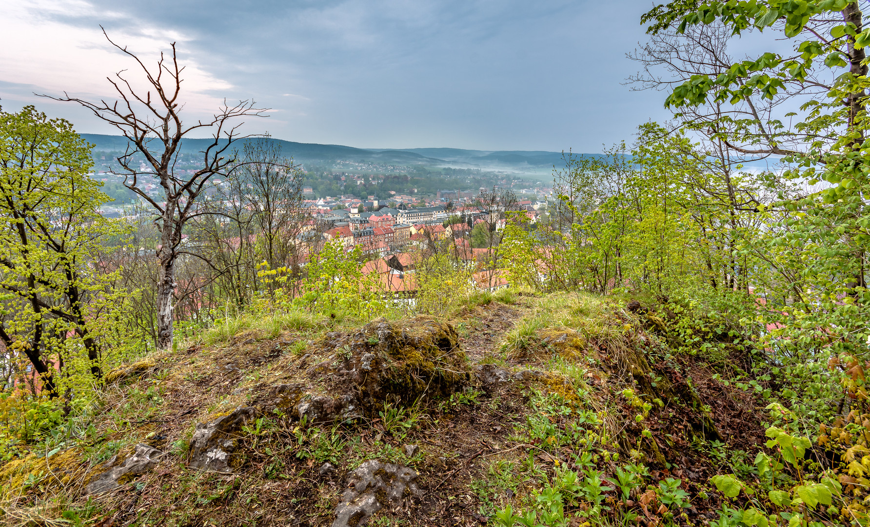 Der Morgen nach dem Regen - Blick von der Altenburg auf Pößneck (Thüringen)