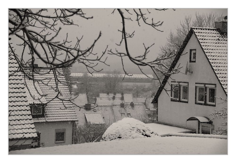 Der morgendliche Blick aus dem Fenster: "Ohje,Fröhliche Ostern im Schnee !"