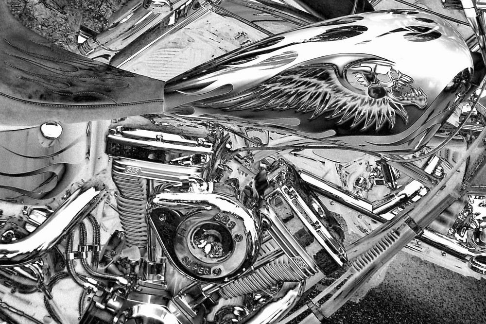 Der  Motor in der Harley