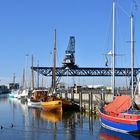 Der Museumshafen von Rostock im Februar 2021