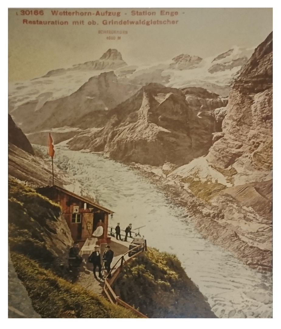 Der obere Grindelwaldgletscher mit Schreckhorn vor 90 Jahren