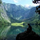 Der Obersee im Juli2009 - Mann auf Stein