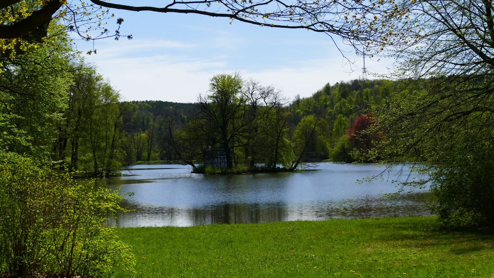 Der Parksee im Schloßpark von Greiz Foto & Bild landschaft, bach