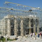 Der Parthenon auf der Athener Akropolis im Gerüst